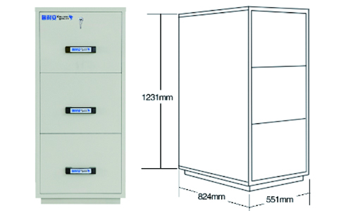 1小時3抽屜防火文件柜尺寸